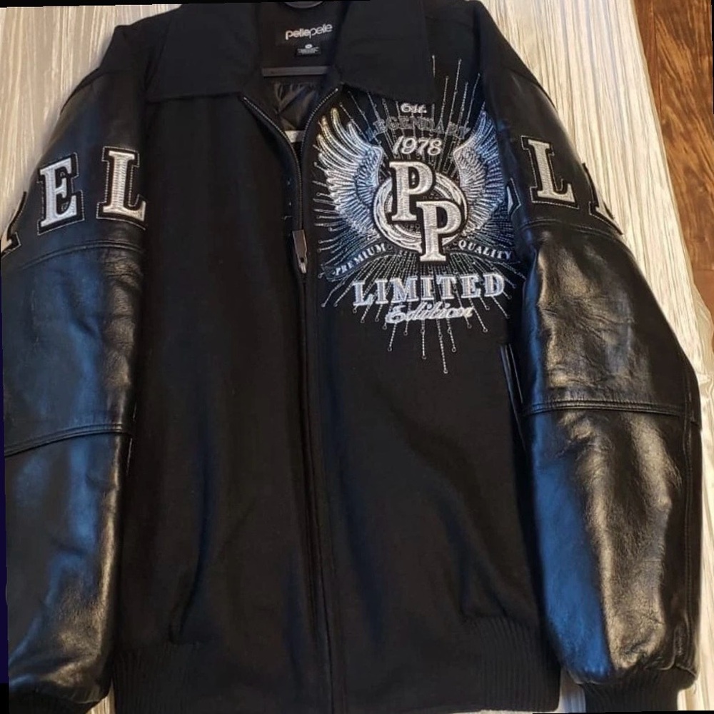 PELLE PELLE black wool and leather limited edition 1979 Varsity jacket